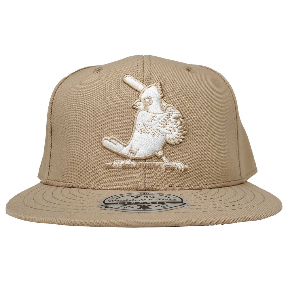 St. Louis Cardinals Mitchell & Ness MLB Fitted 7‎ 3/4 Flatbill Cap Hat Khaki NWT